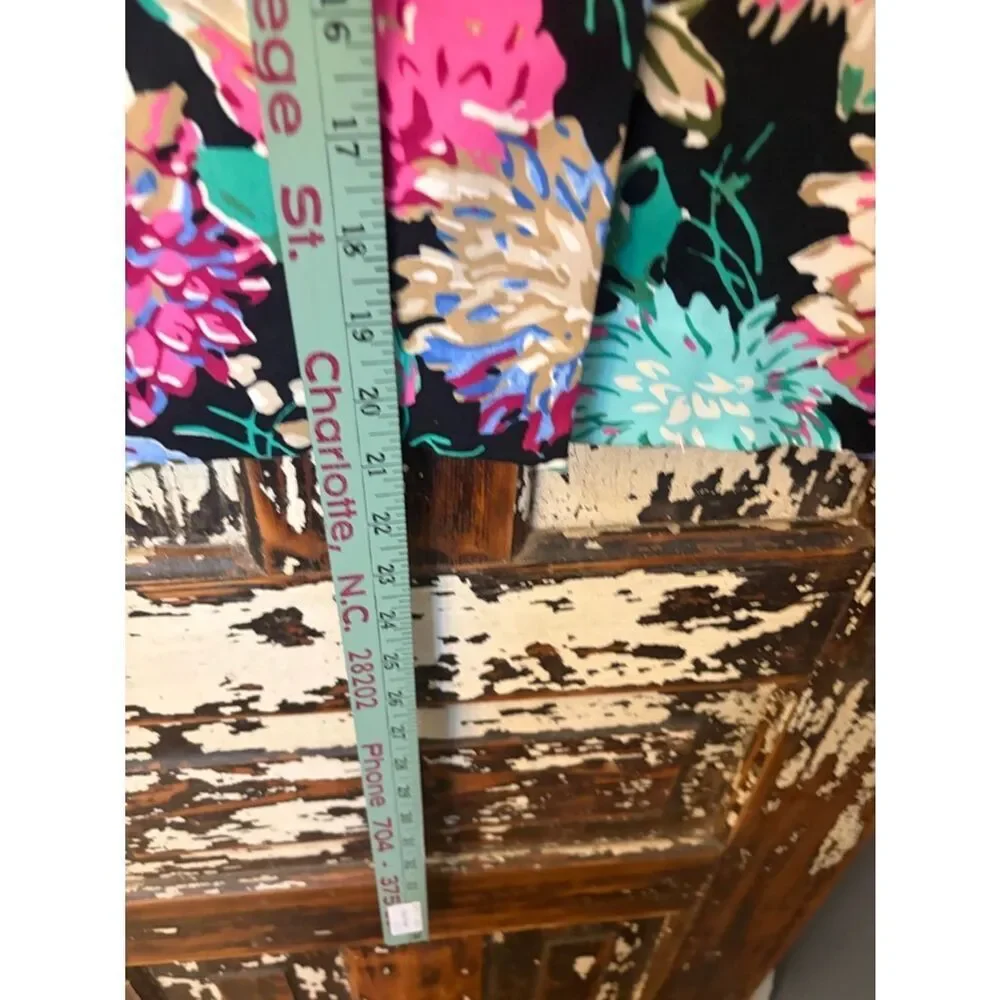 J. Crew Floral Print Pencil Skirt - Black with Turquoise & Pink size 4